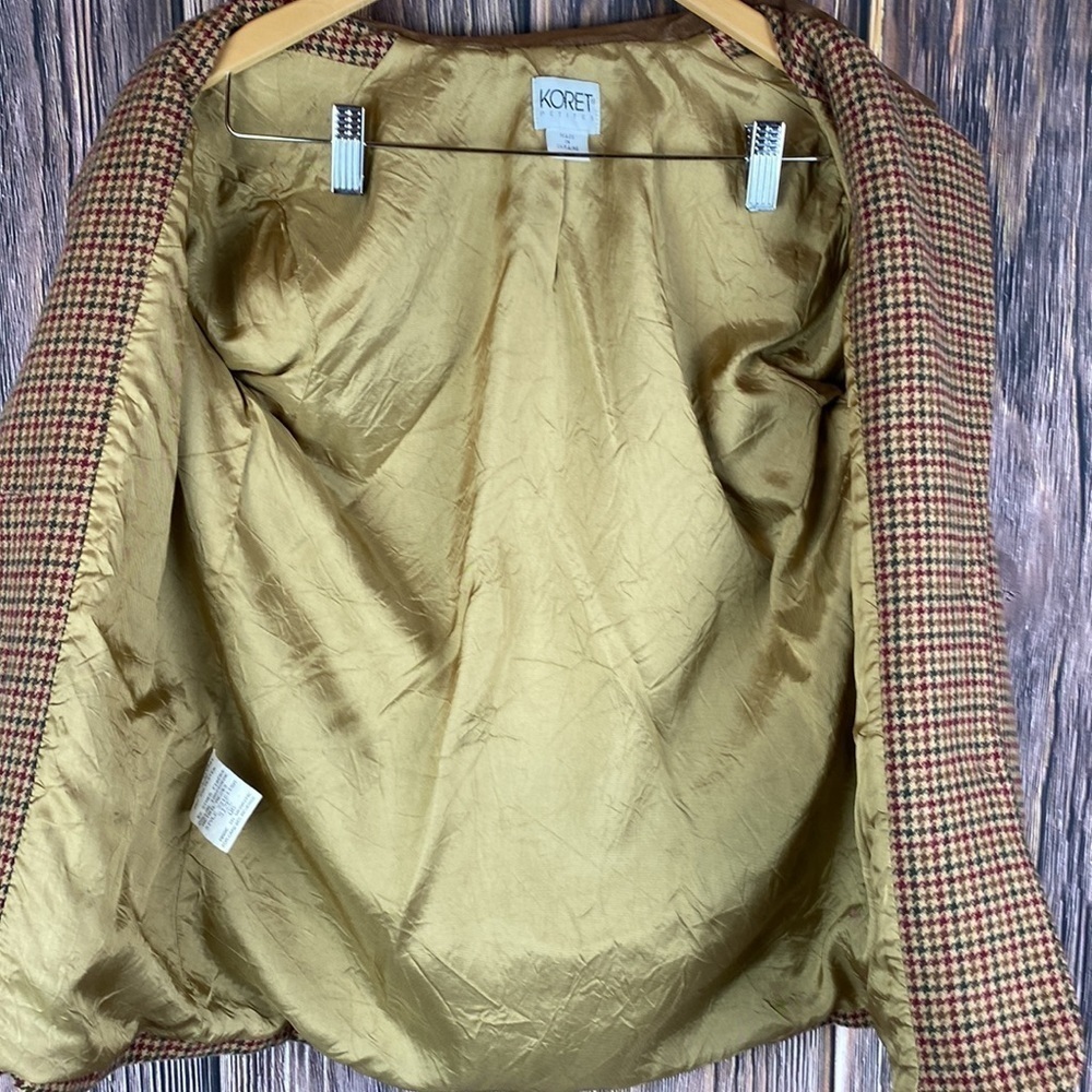 Womanβs Vintage Koret Petites Wool Blend Houndstooth Brown Suit- Size 6 - Picture 11 of 14